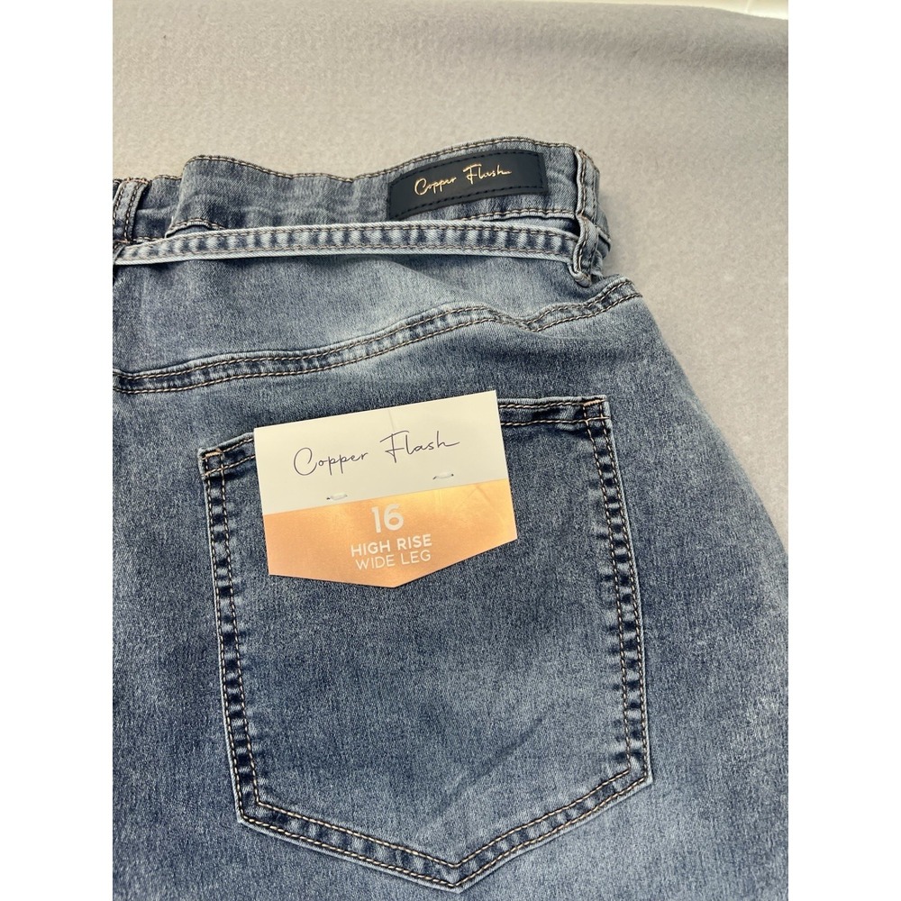 Copper Flash Women's 16 (34x30) High Rise Wide Leg Denim‎ Jeans Ultra Stretch - Picture 7 of 8
